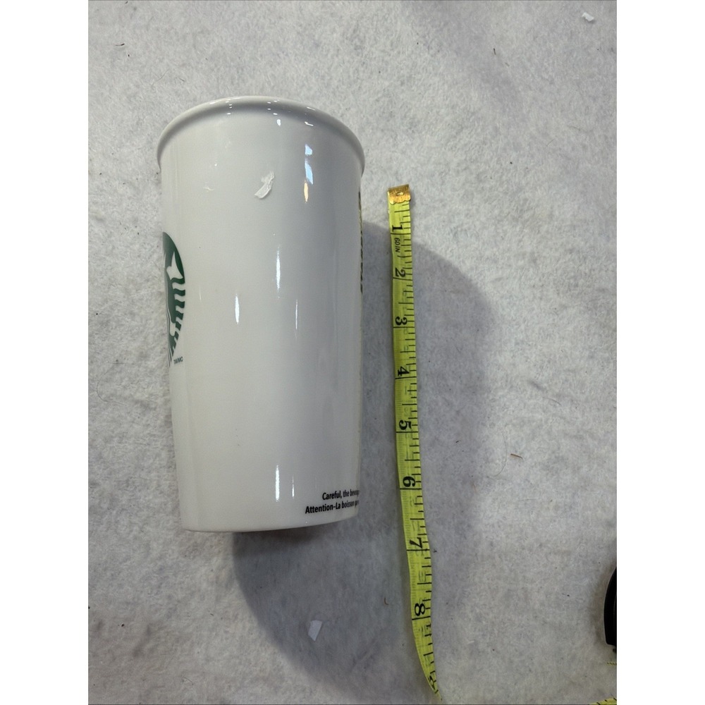 Starbucks Coffee White Ceramic Tall Travel Tumbler Mug Cup 2011 WITH Lid 12oz 24 - Picture 7 of 9